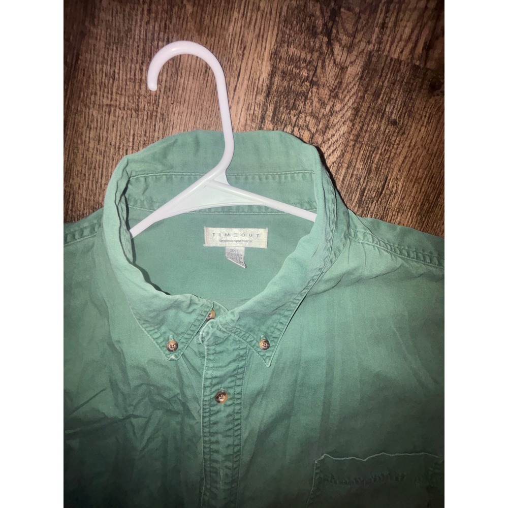 Time Out Timeless Sportswear Mens 3XL Green Cotton Button Down Long Sleeve Shirt